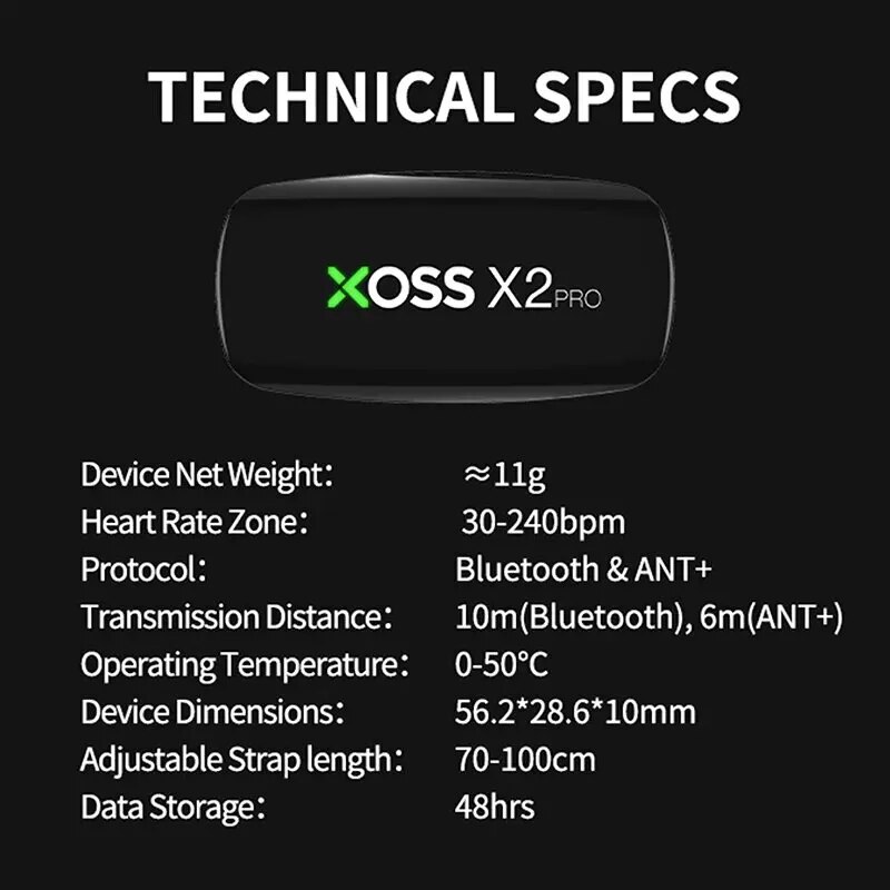 XOSS X2 Pro 가슴 스트랩 심박수 센서 방수 블 - Heart Rate Monitor Chest Strap Ant+ 리뷰 및 가격